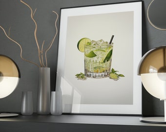 Mojito Elegance Art Poster: Minimalist Bar Decor