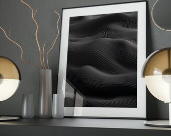 Obsidian Ripples Art Poster: Minimalist Gradient Texture