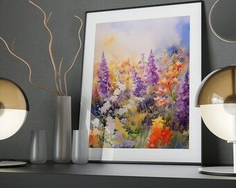 Watercolor Floral Art Poster: Blossom Haven Garden Print