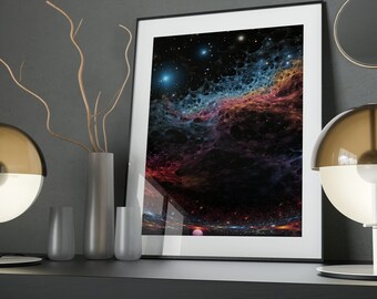 Cosmic Echoes Art Poster: Space Nebula Print, Museum Grade Paper