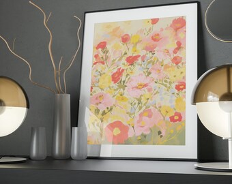 Pastel Blooms Art Poster: Sunlit Flower Petals Print