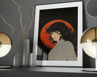 Art Poster - Starlit Gaze | Wall Decor | Wall Art | Physical Poster | Aesthetic Hanging Art | Retro | Anime | Girl | Unique Gift