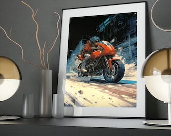 Anime Motorcycle Art Poster: Velocity Unleashed, Retro Room Decor