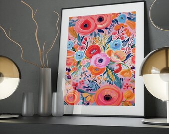 Wildflower Whimsy Art Poster: Abstract Floral Print