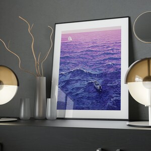 Art Poster - Into The Purple Horizon | Wall Art & Decor | Physical Poster | Aesthetic Hanging Art | Travel | Ocean | Adventure | Unique Gift