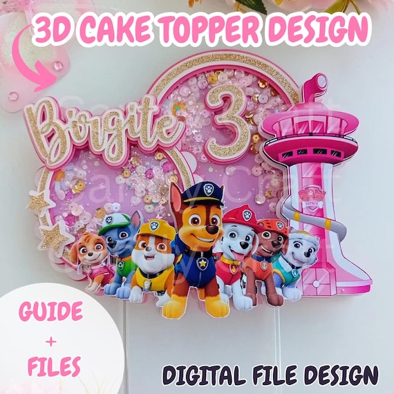 Puppy Shaker Cake Topper Digital Design, Paw Puppy, Patrol dogs, Girl Shaker Cake topper, Digital Design, Cake topper design, Girl Birthday