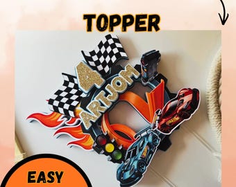 instant Download Printable Birthday Cake Topper | Digital File for Race Car Theme Kids Birthday Party Decorations 3D CAKE TOPPER