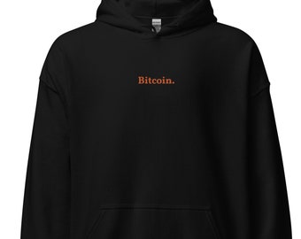 Bitcoin Embroidered Custom Pull-Over Hoodie, Custom Crypto Hoodie, Bitcoin Embroidered Apparel and Merch, Unique Gift for Crypto Investors