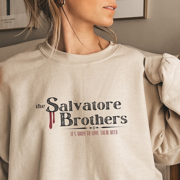 Salvatore Brothers TVD Crewneck Sweatshirt Damon Vampire Fan Tribute Perfect Gift for Her Halloween Christmas Custom TVD Crewneck Sweater
