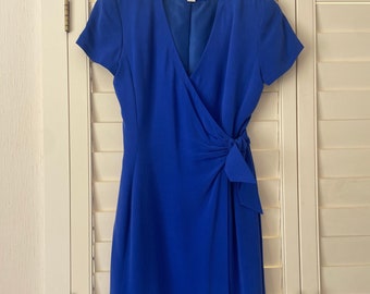 Vintage Blue Silk Wrap Dress