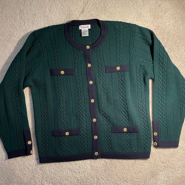 Green Merino Wool Chanel Style Cardigan