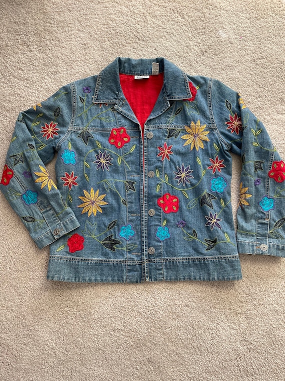 Floral Embroidered Chico's Jean Jacket