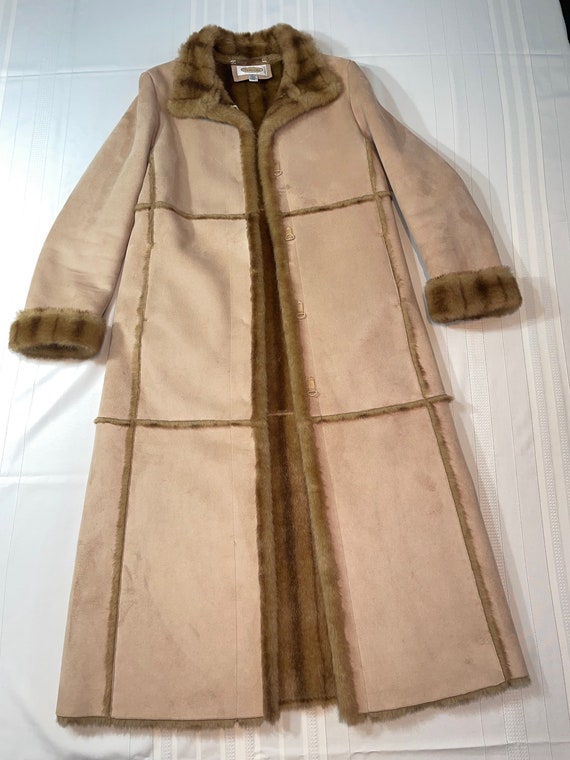 Long Faux Suede and Faux Fur Vintage Women's Coat