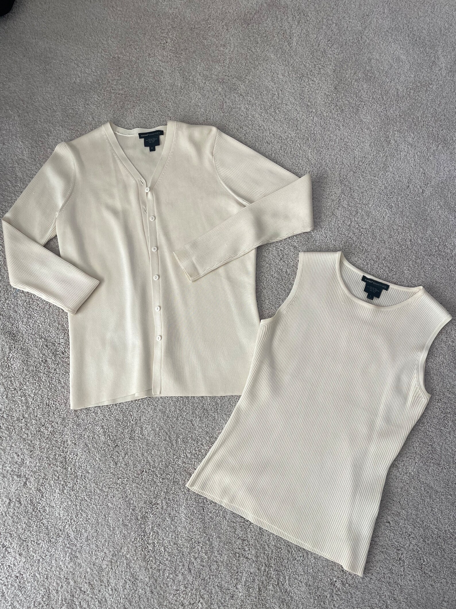 Cream Women's Cardigan and Shell/tank Set - Etsy