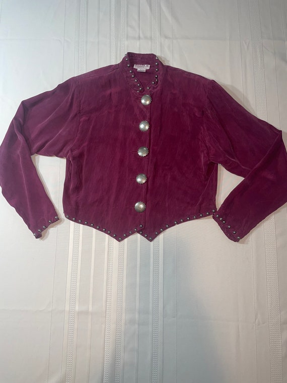 1980s Plum-Colored Mandarin Collar Jacket