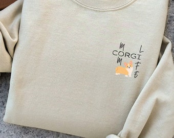 Corgi Mom Life Sweatshirt Corgi lover shirt Gift for Corgi mom Corgi Welsh breed sweater Dog pocket design crewneck Cute Corgi sweatshirt