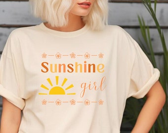 Sunshine shirt Sunshine Girl tee Retro sunny tshirt gift for her Cute summer tee Spring tee Happy sun tshirt Vacation tee Vintage sun tee