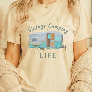 Vintage Camping Life unisex tee Retro camper t-shirt Classic trailer tee Outdoor adventure ahirt Fun gift for Campers Nostalgic travel top