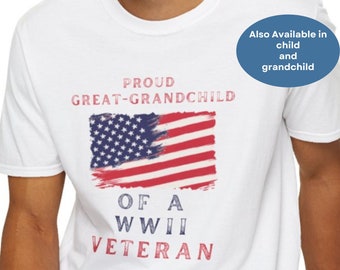 WWII great-grandchild shirt Proud G-grandchild of WWII veteran Veterans Day family shirtt WWII Descendant t-shirt  WW2 great grandfather tee