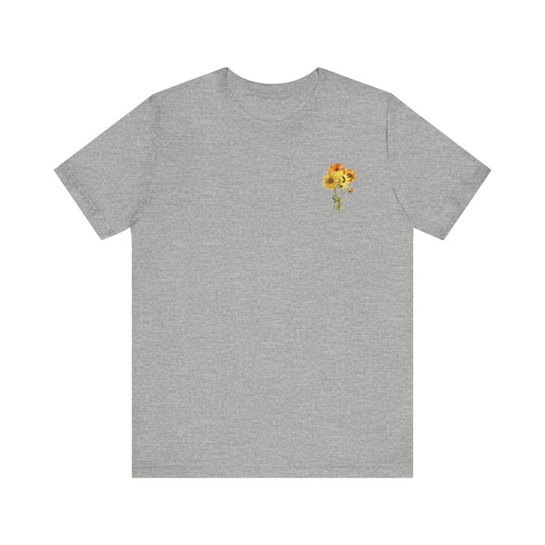Sunflowers tshirt sunflower bouquet tee Flower pocket style design Minimalist Fall Floral T-shirt Womens Fall shirt Sunshine flower tee Athletic Heather
