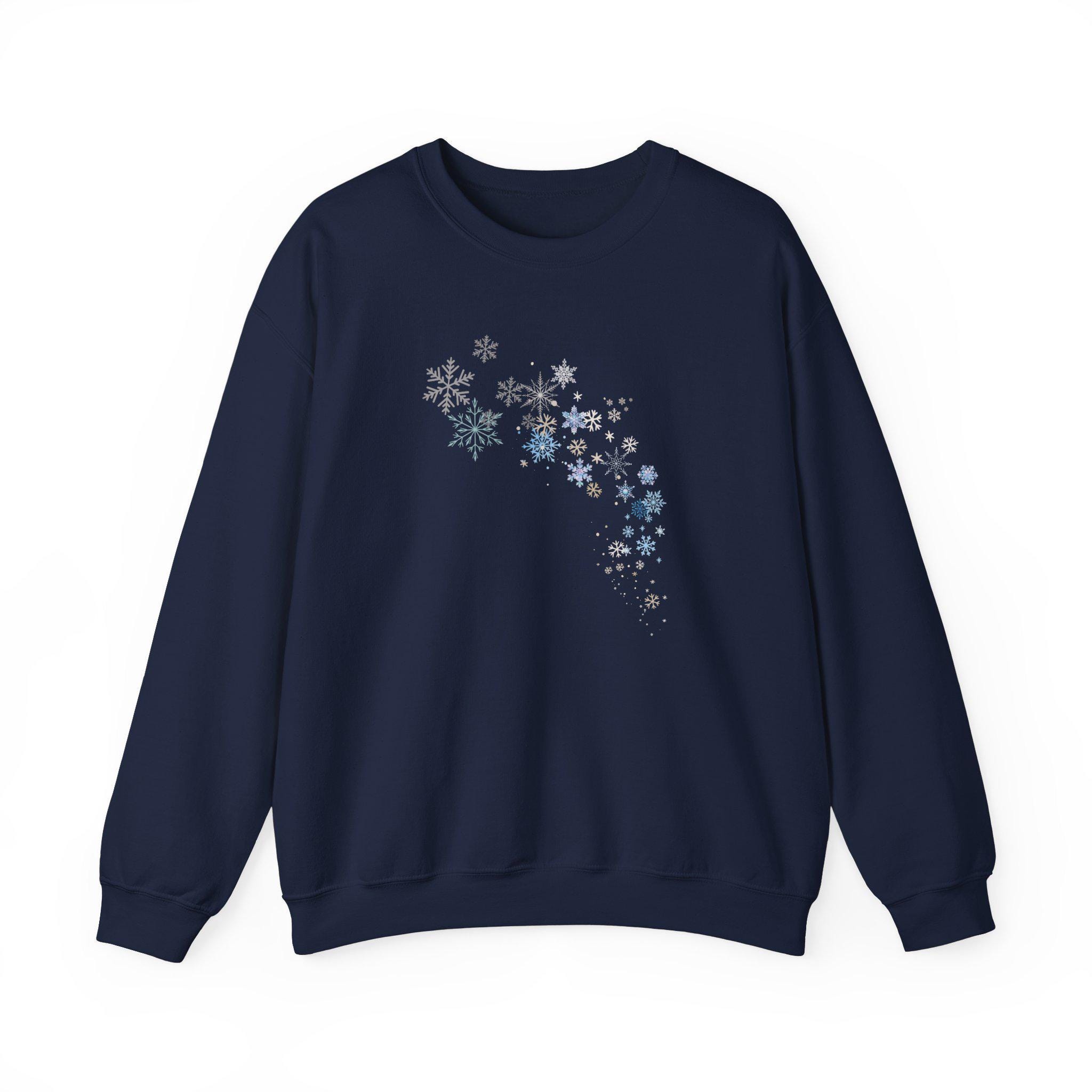 Snowflake Clothes Snowflakes Sweatshirt Falling Snow Crewneck Womens Christmas Sweatshirt ...