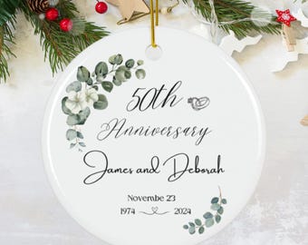 Personalized Anniversary Ornament: Custom Ceramic Keepsake Gift