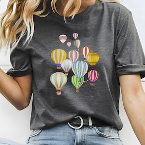 Hot Air Balloon tshirt Flying hot air balloons tee Colorful balloon festival shirt gift for her Air Adventure shirt Outdoor festival tee