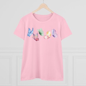 Butterfly Spring Tee Women's pastel butterflies tee Watercolor butterfly shirt Whisical springtime teeGgift for Mom Colorful summer top image 7