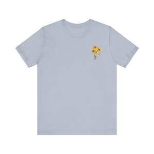 Sunflowers tshirt sunflower bouquet tee Flower pocket style design Minimalist Fall Floral T-shirt Womens Fall shirt Sunshine flower tee Light Blue