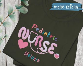 Personalized pediatric nurse tee -Custom gift for nurses Children's Healthcare Professional shirt customized name t-shirt