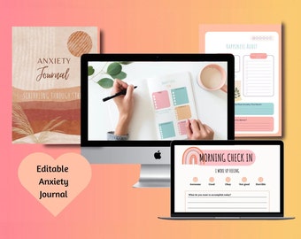 Scribbling Through Stress | Personalized Downloadable Anxiety Journal | Editable in Canva | Empower Your Journey