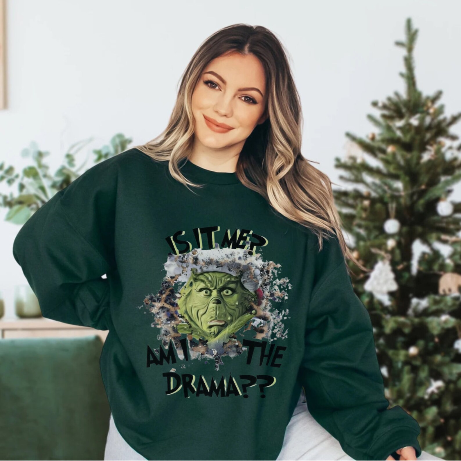 Is It Me Am I the Drama, Grinch Sweater, Meme Sweater, Funny Grinchmas
