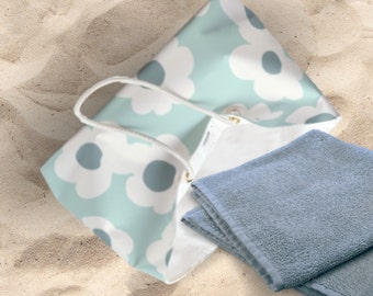 Cabas week-end à motif floral pastel tendance Beachy Blues surdimensionné 24 pouces par 13 pouces