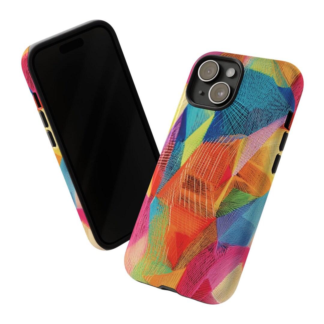 Vibrant 3D Geometric String Art Pattern Phone Case | Colorful Custom ...