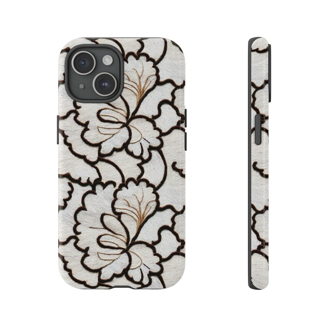 Patterned Design Phone Case Floral Stitched Elegant Pattern Phone Case | 3D Flowers Textured Effect ...