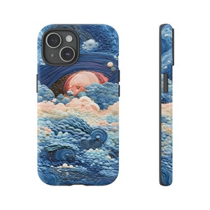 3D Sunset Clouds Phone Case |  Embroidered Cottagecore Chic | Gift for Apple iPhone | Google Pixel | Samsung Galaxy