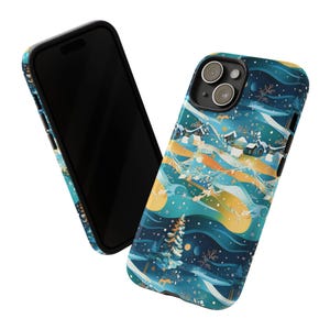 Winter Village 3D Phone Case | Snowy Night with Houses and Trees Design for iPhone, Samsung, Pixel