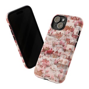 Pink Winter Gingerbread Delight Phone Case | Cotton Candy Cottagecore Embroidery | Gift for Apple iPhone | Google Pixel | Samsung Galaxy