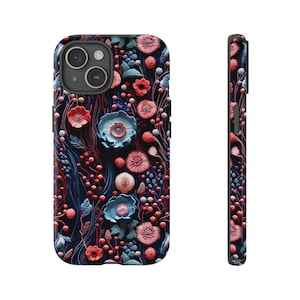 Aqua  Sea Florals 3D Phone Case | Embroidered Textured Effect | Gift for Apple iPhone | Google Pixel | Samsung Galaxy