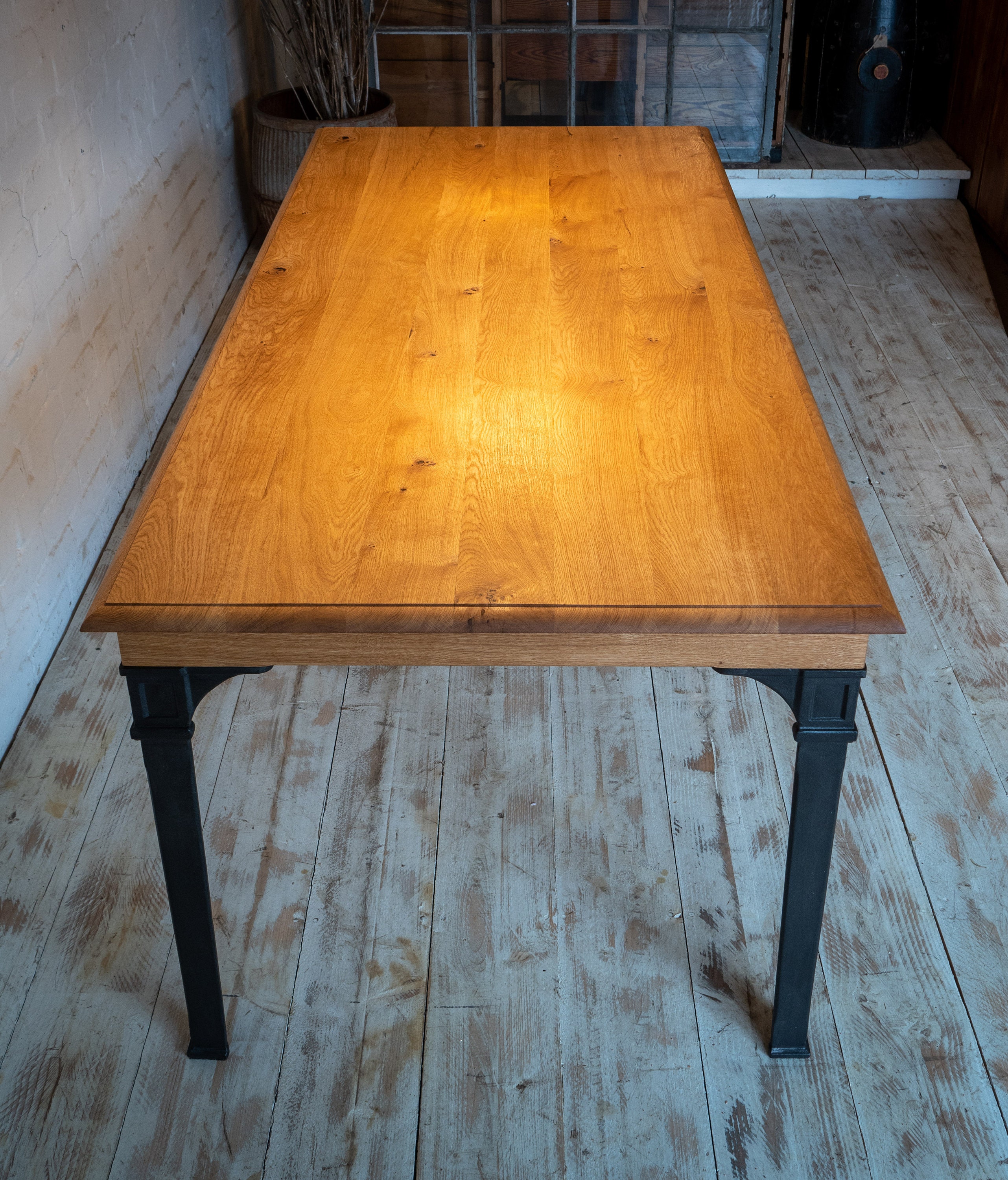 Antique-style White Oak Wood and Cast Iron Table, Custom-made - Etsy