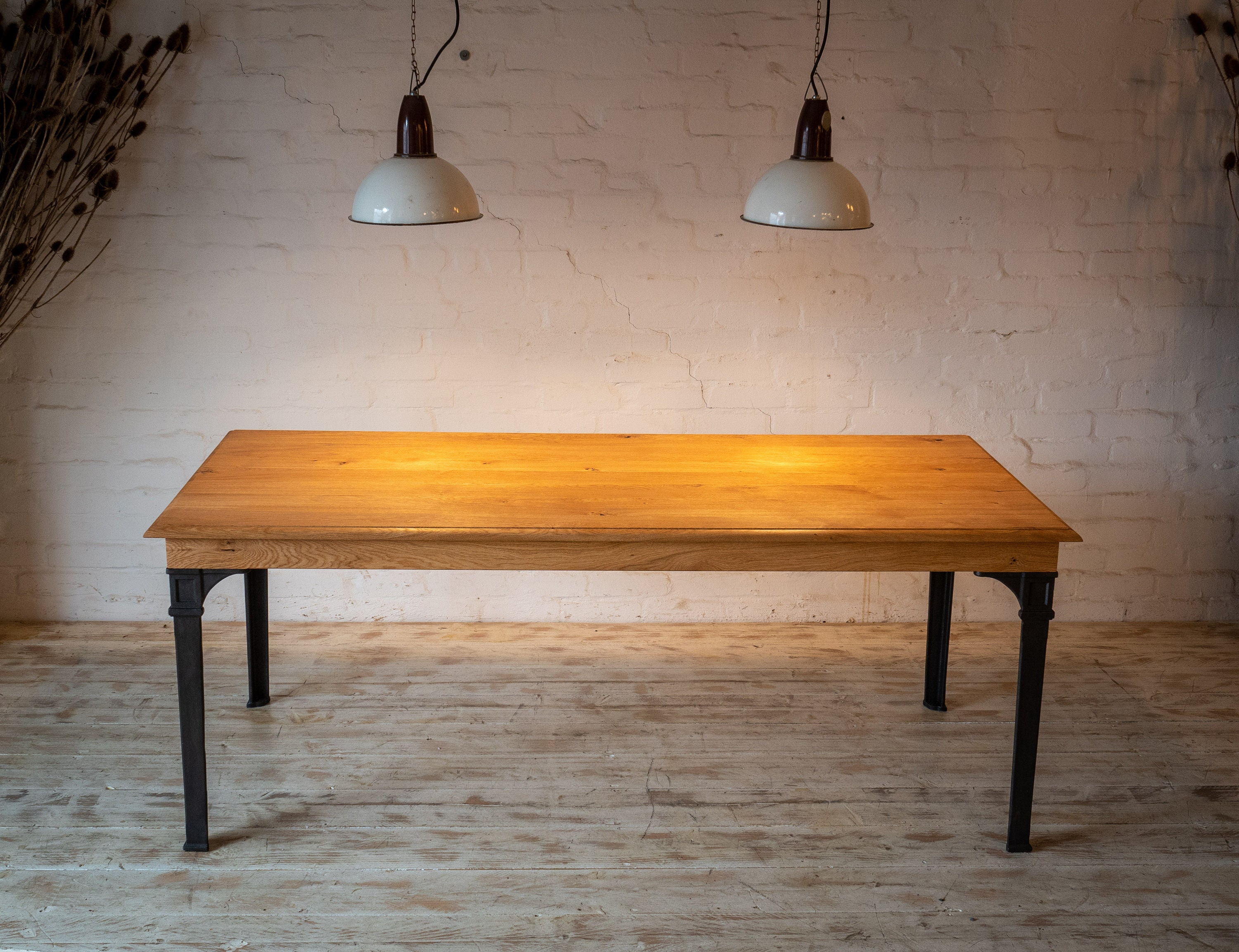 Antique-style White Oak Wood and Cast Iron Table, Custom-made - Etsy