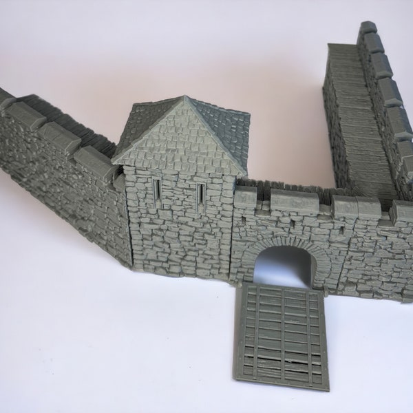 Medieval Stone Fort Walls, Terrain for DND and Tabletop Games, TTRPG, 28mm, 32mm, Country and King, Castle