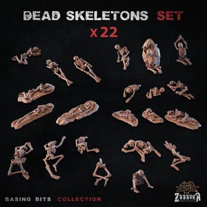 Dead Skeleton Basing Bits | Skeletal Remains Resin Pieces | Miniature Base Decoration | Undead Graveyard Wargaming Diorama Accessories