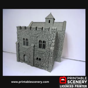 Castillo medieval de piedra - Torreón normando de piedra, terreno para D&D y juegos de mesa, TTRPG, 28 mm, 32 mm, País y Rey, fortaleza, Segunda Guerra Mundial
