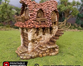 Medieval Fantasy Scatter Terrain - Hagglethorn Cottage for DND Adventures, 32mm & 28mm Scale Tabletop, 3D Printed