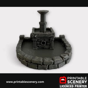 Medieval Town Fountain, Scatter, Terrain for DND and Tabletop Games, TTRPG, 28mm, 32mm, Country and King, fort, Printable Scenery