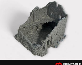 Ruined Medieval Stone Manor, Terrain for DND and Tabletop Games, TTRPG, 28mm, 32mm, Country and King, fort, Printable Scenery