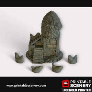 5 Piece Hen House Scatter Terrain Kit, DND Terrain Set, Farm Miniature, Tabletop RPG Accessory, TTRPG, 28mm, Hagglethorn, Printable Scenery