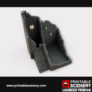 Ruined Medieval Stone Norman Fort, Terrain for DND and Tabletop Games, TTRPG, 28mm, 32mm, Country and King, Castle