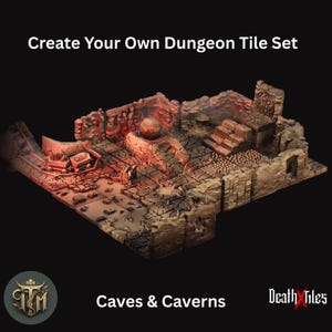 Créez votre propre ensemble de grottes modulaires | Cavernes et tuiles de donjon imprimées en 3D pour RPG | Système de cartes de bataille sur table | MdD Terrain | Personnalisé